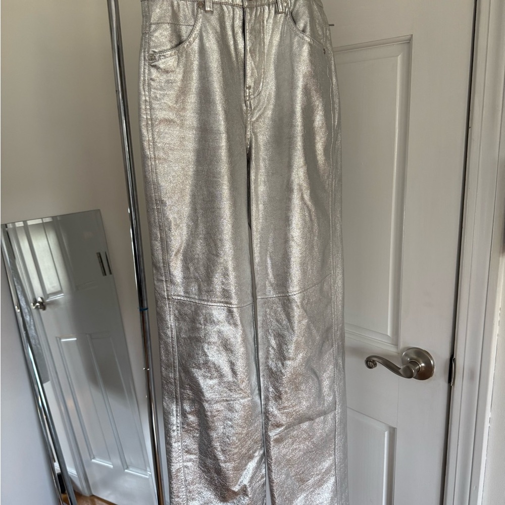 Bershka Silver Straight Leg Pants